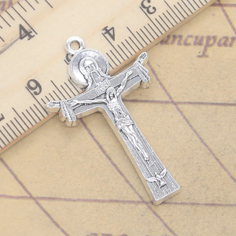 10pcs Charms Cross Jesus 40x24 - Vintage Fashion Finds recension och pris