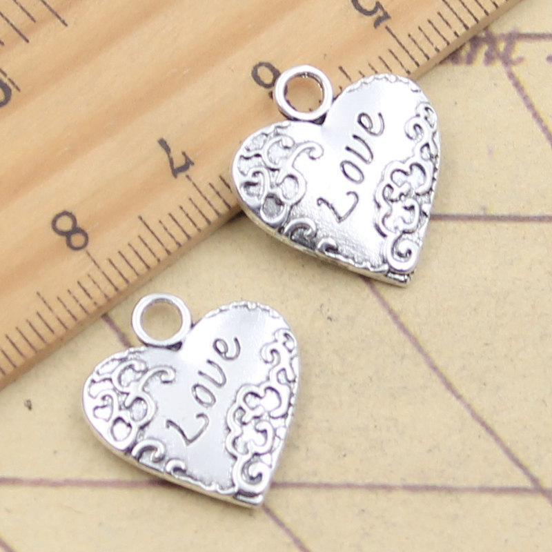 10pcs Charms Heart Love 19x18m - Vintage Fashion Finds recension och pris