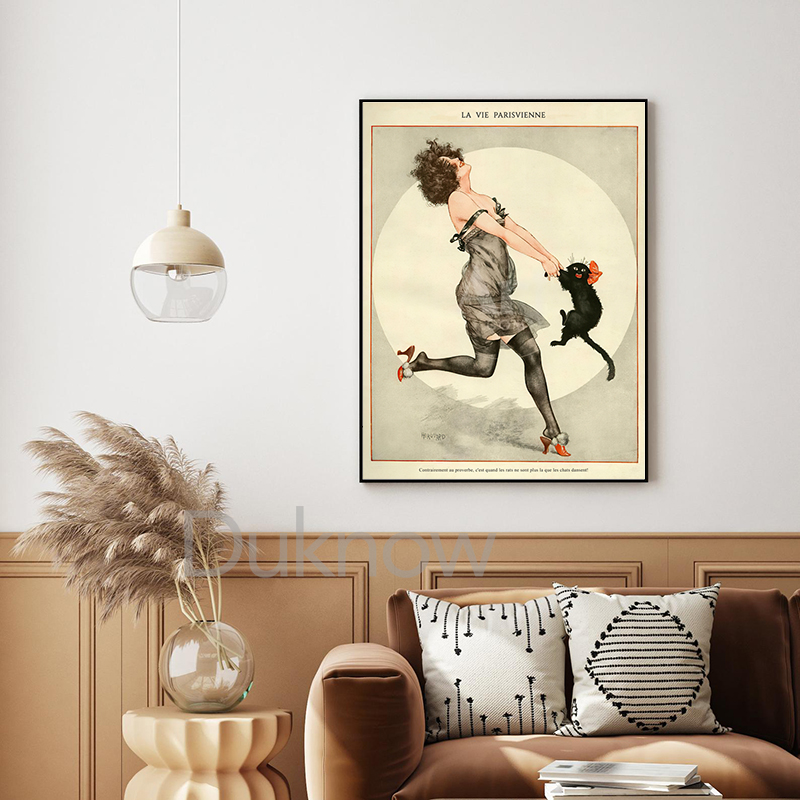 Woman and Black Cat Dancing Vi - Vintage Fashion Magazine Covers recension och pris